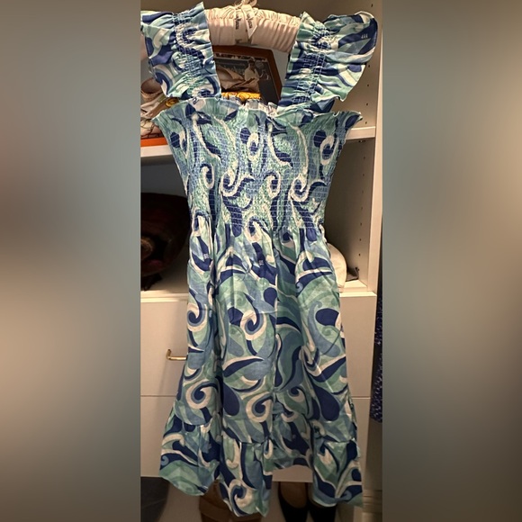 Hill House Elizabeth Nap Dress in Linen Ocean Kaleidoscope - Picture 2 of 4